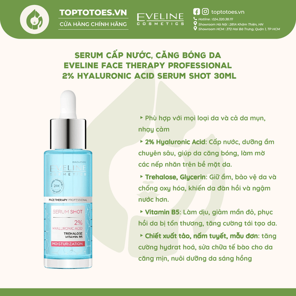 Serum Eveline Face Therapy Professional 2% Hyaluronic Acid Serum Shot 30ml