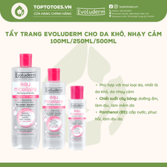 Nước tẩy trang Evoluderm Micellar Cleansing Water - Hồng 100ml