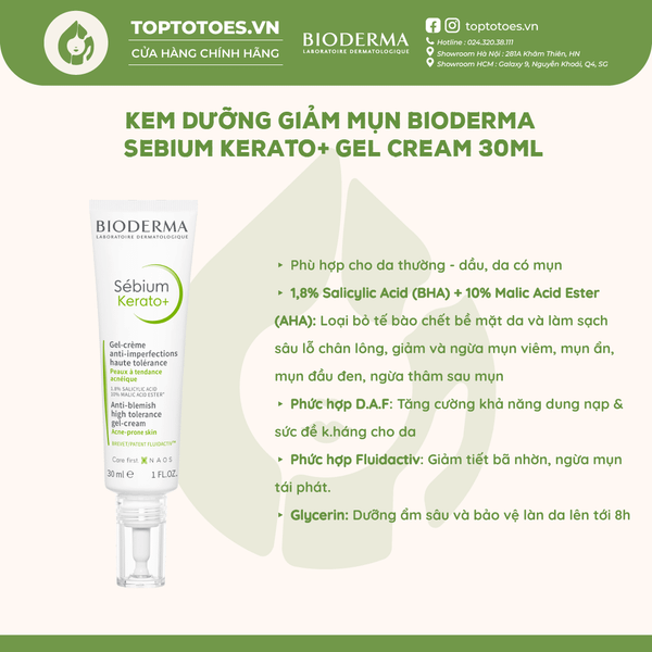 Kem dưỡng Bioderma Sebium Kerato+ Gel-cream 30ml