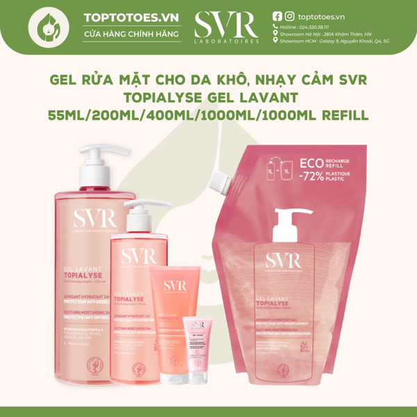 Gel rửa mặt SVR Topialyse Gel Lavant 1000ml (Túi)