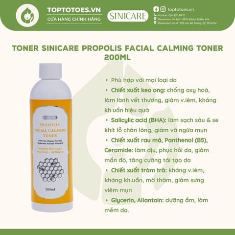 Nước cân bằng keo ong Sinicare Propolis Facial Calming Toner 200ml