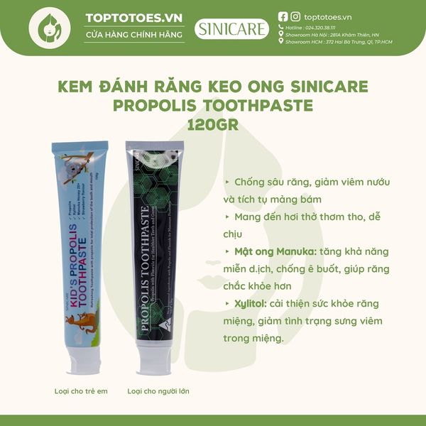 Kem đánh răng keo ong Sinicare Propolis Toothpaste 120g