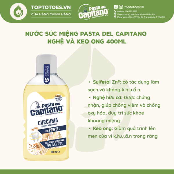 Nước súc miệng Pasta del Capitano 400ml - Nghệ và Keo ong
