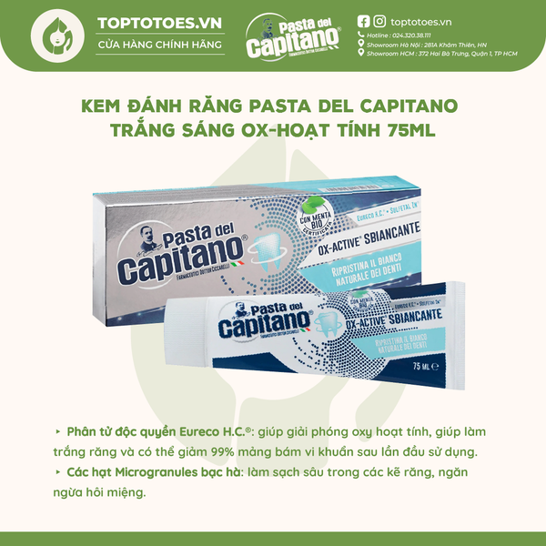 Kem đánh răng Pasta del Capitano 75ml - Trắng răng Ox-hoạt tính