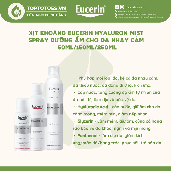 Xịt dưỡng Eucerin Hyaluron Mist Spray 250ml
