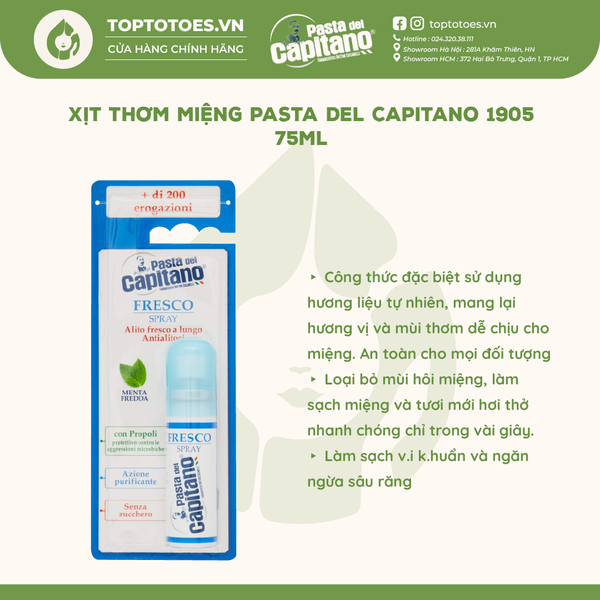 Xịt thơm miệng Pasta del Capitano Mouth Spray 15ml
