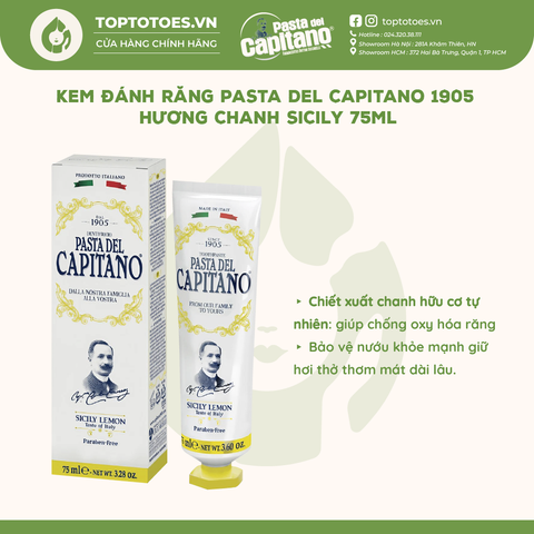 Kem đánh răng Capitano 1905 75ml - Sicily Lemon (Vị chanh)