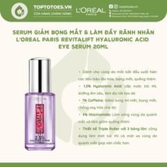 Serum mắt L'Oreal Paris Revitalift 2.5% Hyaluronic Acid+Caffeine Eye Serum 20ml