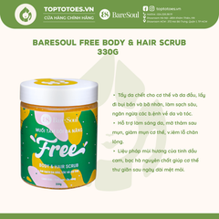 Muối tắm gội tẩy tế bào chết BareSoul Body & Hair Scrub 330g - FREE