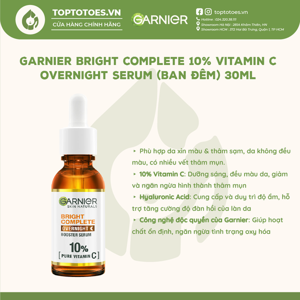 Serum Garnier Bright Complete 10% Vitamin C Overnight Booster 30ml