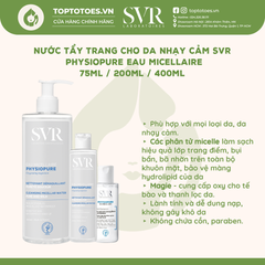 Nước tẩy trang cho da nhạy cảm SVR Physiopure Eau Micellaire 400ml