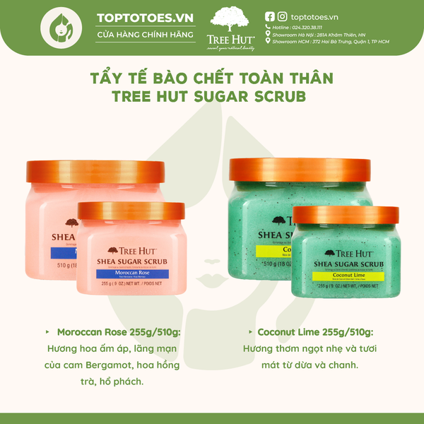 Tẩy da chết cơ thể Tree Hut Shea Sugar Scrub 510g - Coconut Lime