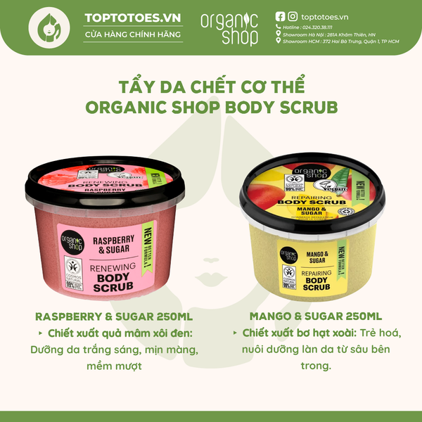 Tẩy da chết cơ thể Organic Shop Body Scrub 250ml - Mango & Sugar (Repairing)