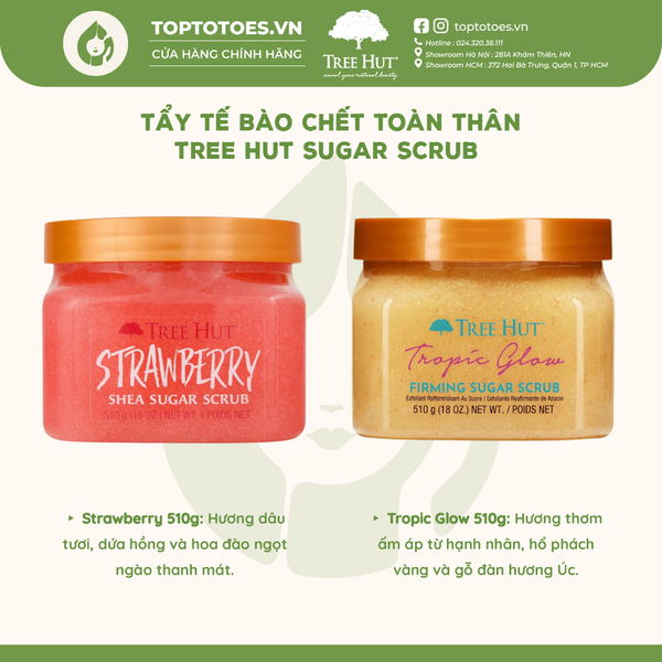 Tẩy da chết cơ thể Tree Hut Shea Sugar Scrub 510g - Strawberry