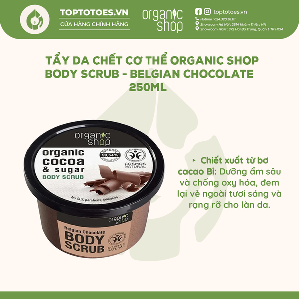 Tẩy da chết cơ thể Organic Shop Body Scrub 250ml - Belgian Chocolate
