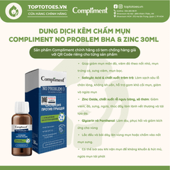 Dung dịch kẽm chấm mụn Compliment No Problem BHA & ZinC 30ml