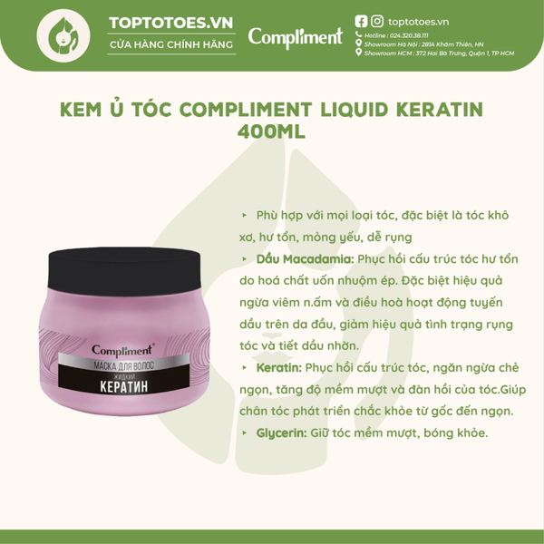 Kem ủ tóc Compliment Liquid Keratin 400ml
