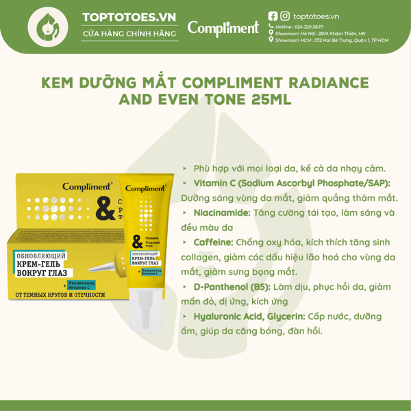 Kem dưỡng mắt Compliment Radiance And Even Tone 25ml