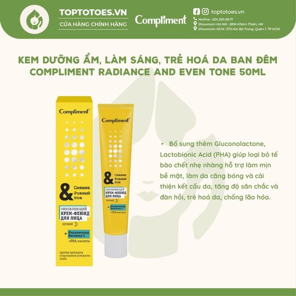 Kem dưỡng ban ngày Compliment Radiance And Even Tone SPF15 50ml