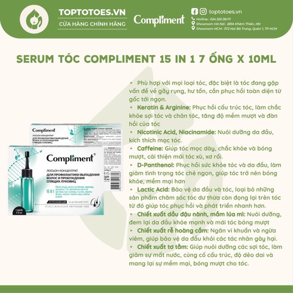 Serum tóc Compliment 15 in 1 7 ống x 10ml