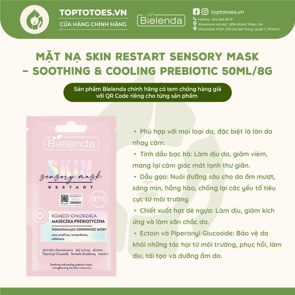 Mặt nạ Bielenda Skin Restart Sensory - Soothing & Cooling Prebiotic 8g