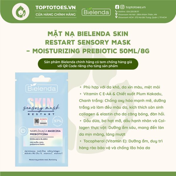 Mặt nạ Bielenda Skin Restart Sensory - Moisturizing Prebiotic 8g