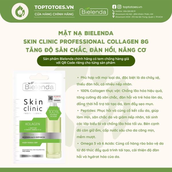 Mặt nạ Bielenda Skin Clinic Professional Collagen 8g