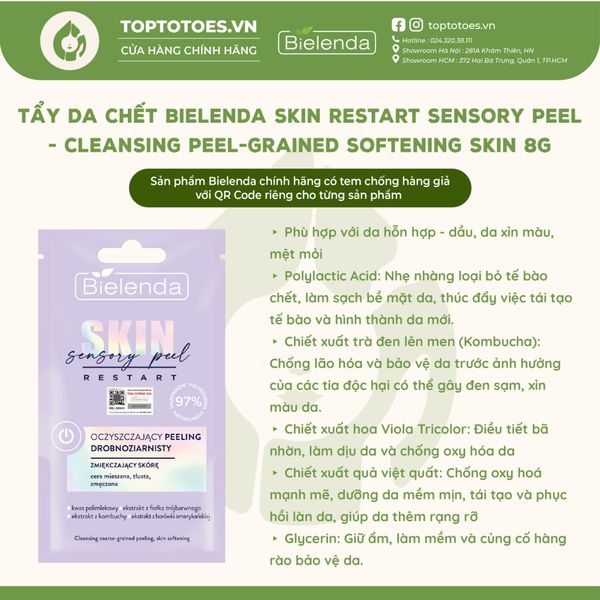 Tẩy da chết Bielenda Skin Restart Sensory Peel - Softening Skin 8g
