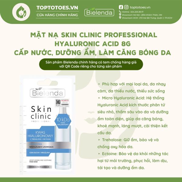 Mặt nạ Bielenda Skin Clinic Professional Hyaluronic Acid 8g