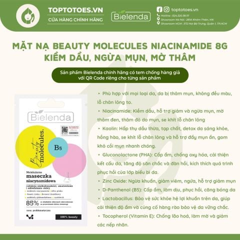 Mặt nạ Bielenda Beauty Molecules Niacinamide 8g