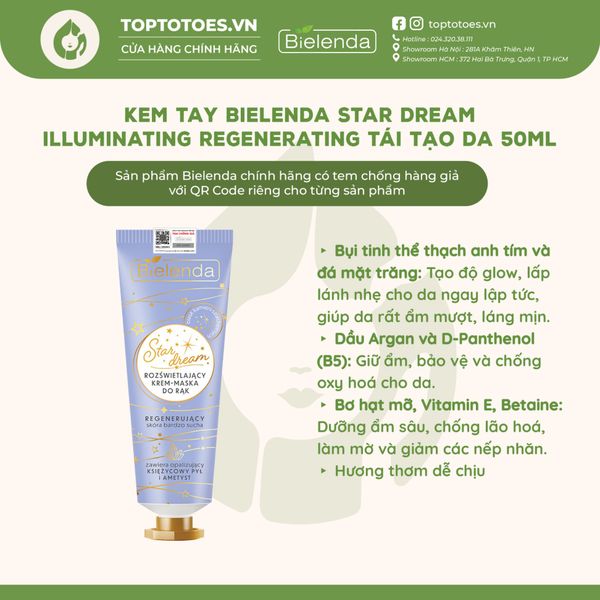 Kem tay Bielenda Star Dream 50ml - Regenerating (màu tím)