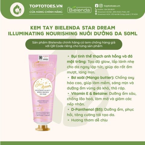 Kem tay Bielenda Star Dream 50ml - Nourishing (màu hồng)