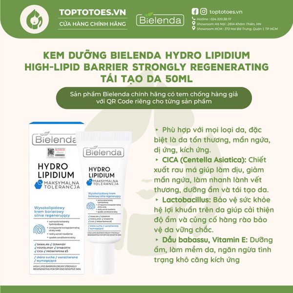 Kem dưỡng Bielenda Hydro Lipidium - Strongly Regenerating 50ml
