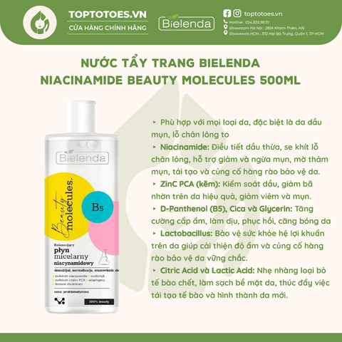 Nước tẩy trang Bielenda Niacinamide Beauty Molecules 500ml