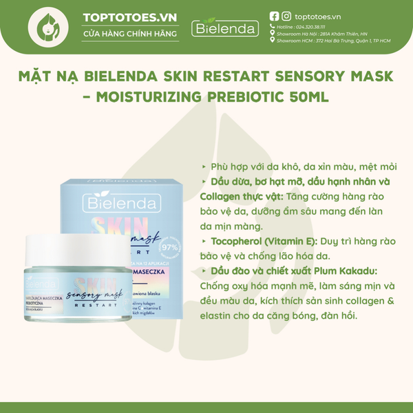 Mặt nạ Bielenda Skin Restart Sensory - Moisturizing Prebiotic 50ml