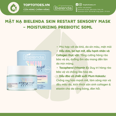 Mặt nạ Bielenda Skin Restart Sensory - Moisturizing Prebiotic 50ml