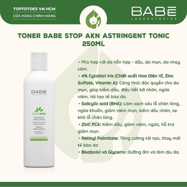 Toner Babe Stop AKN Astringent Tonic Lotion 250ml