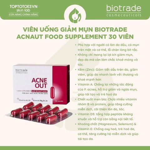 Viên uống điều trị mụn Biotrade Acnaut Food Supplement 30 viên
