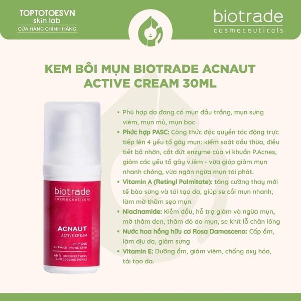 Kem chấm mụn Biotrade Acnaut Active Cream 15ml