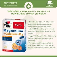 Viên uống Magnesium + Calcium + D3 Doppelherz hỗ trợ cơ và xương khỏe mạnh hộp 3 vỉ x 10 viên