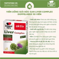 Viên uống giải độc gan Liver Complex Doppelherz hỗ trợ thanh nhiệt, tăng cường giải độc, hạ men gan hộp 30 viên