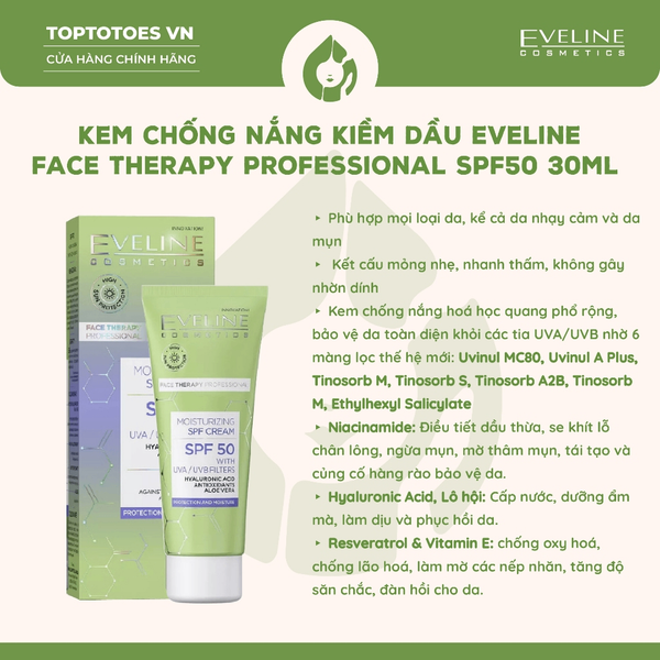 Kem chống nắng Eveline Face Therapy Professional SPF50 30ml