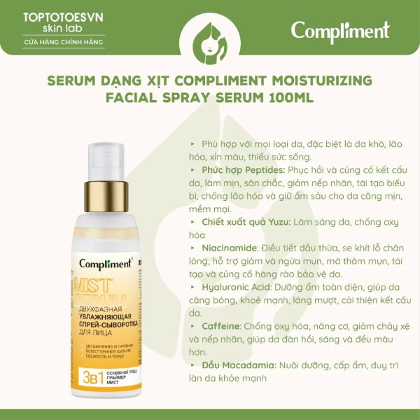 Serum dạng xịt Compliment Moisturizing Facial Spray 100ml