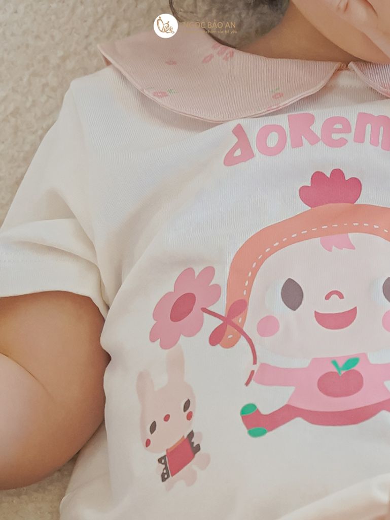 [NGỌC BẢO AN KIDS] Bộ quần áo đùi sát nách bé gái hoạ tiết bé gái hồng