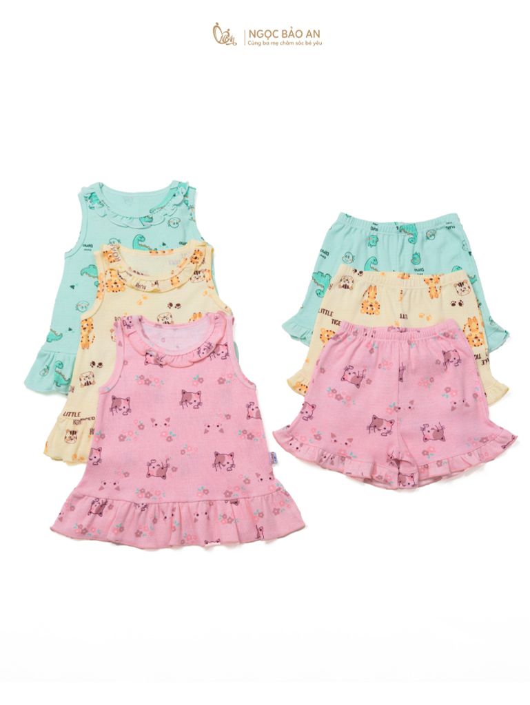 Bộ áo quần ngắn Borib bé Gái Honey cotton