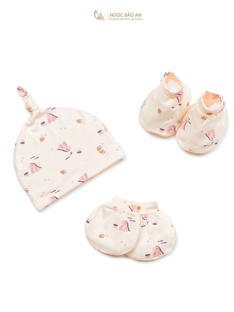 [M&B Set nón bao tay chân sweetie chất vải rayon thoáng mát