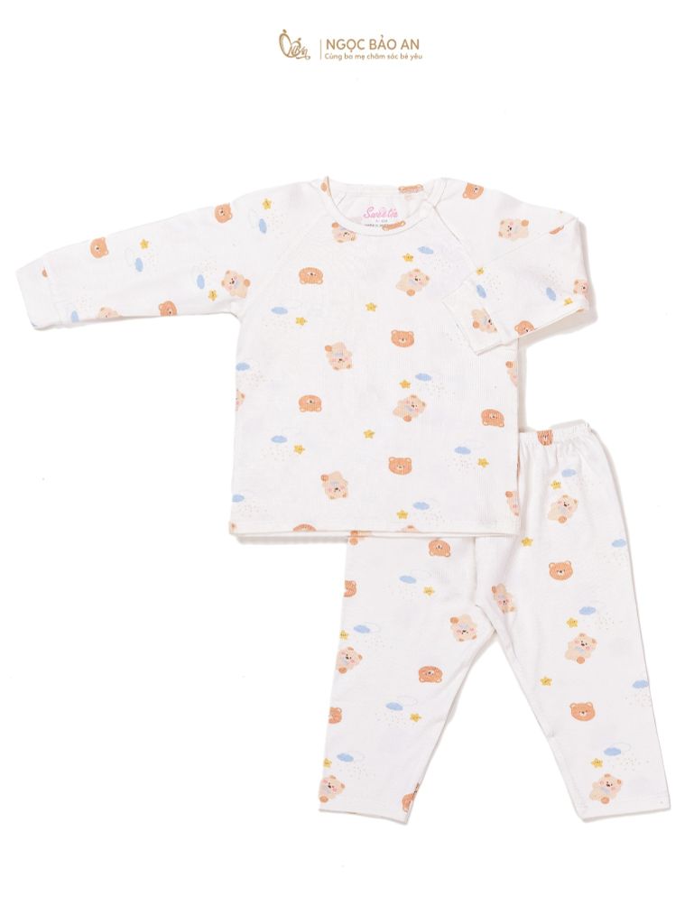 [M&B] Bộ quần áo cài giữa tay dài chất vải rayon thoáng mát