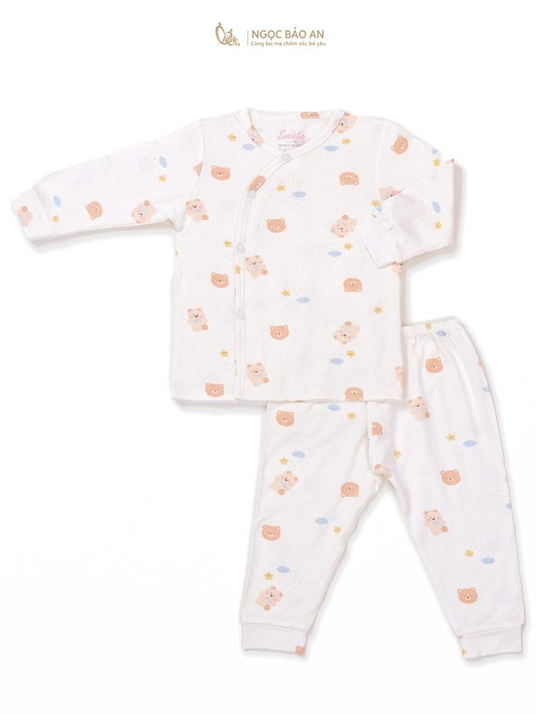 [M&B] Bộ quần áo cài bên tay dài chất vải rayon thoáng mát