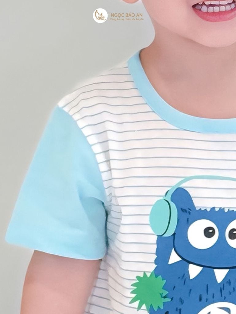 [NGỌC BẢO AN KIDS] Bộ quần áo cộc tay 2 chiều monster xanh đậm