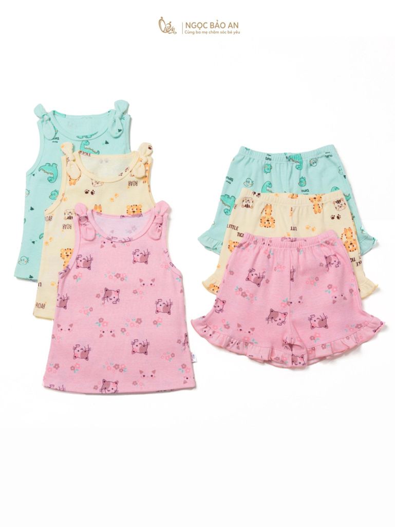 Bộ áo quần ngắn Borib bé Gái Honey cotton